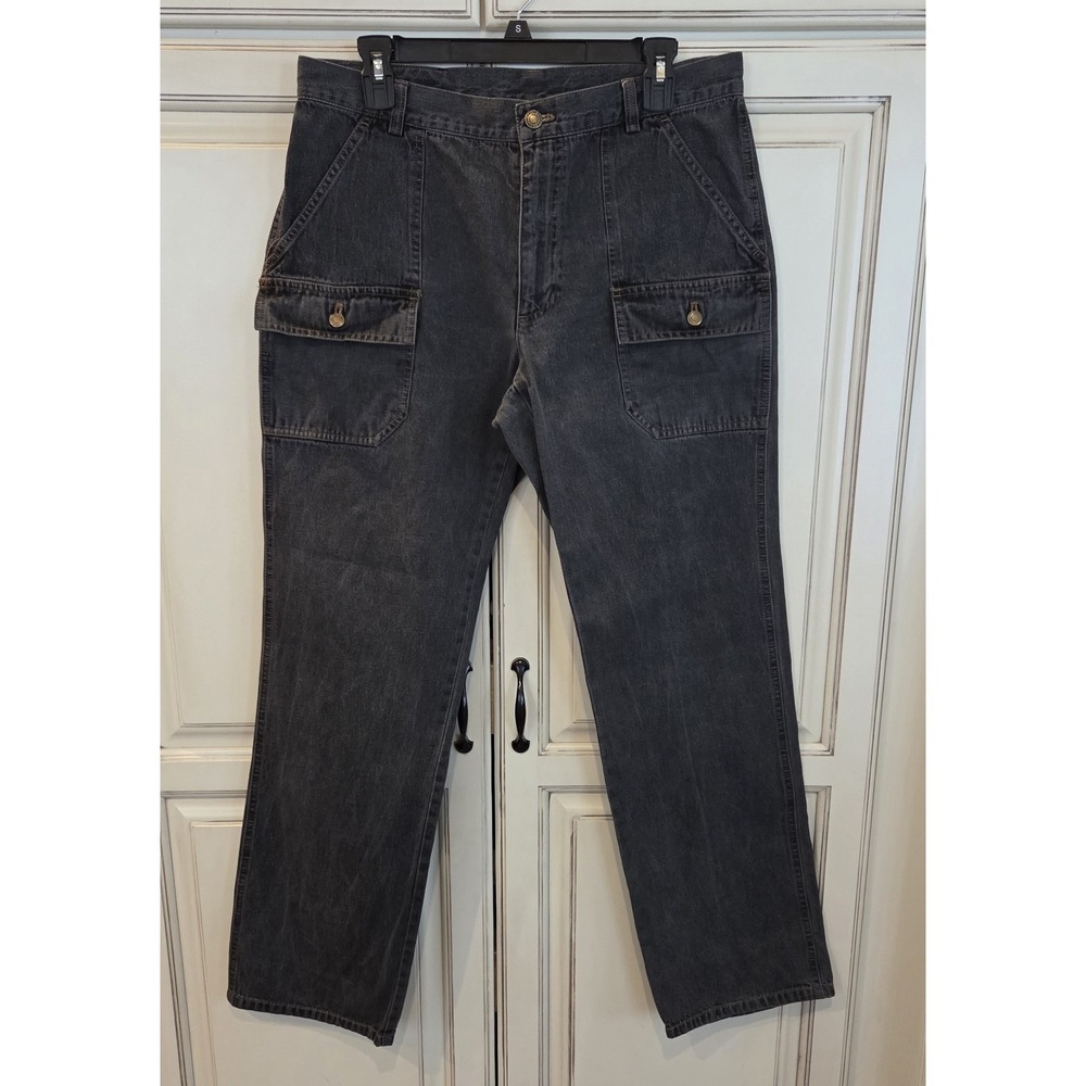 women s ralph lauren denim‎ cargo jeans Faded Black Sz 12 Length 31"
